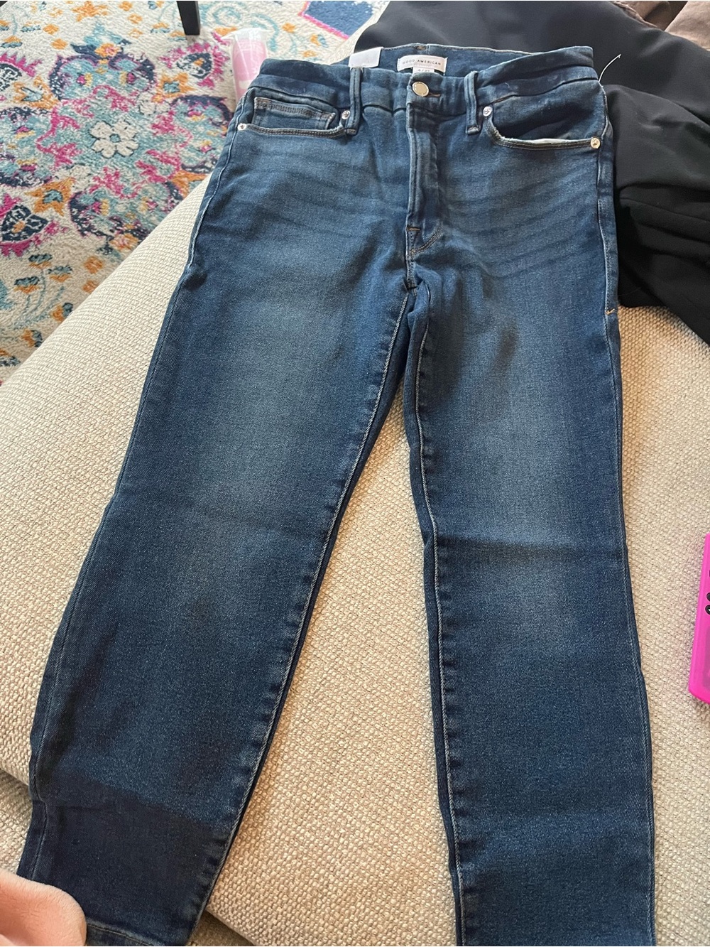 Good American womens Skinny Jeans in Dark Indigo